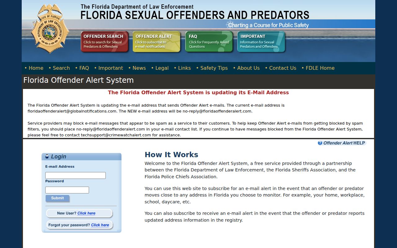 Citrus County sex offender alert enrollment through Florida Offender Alert