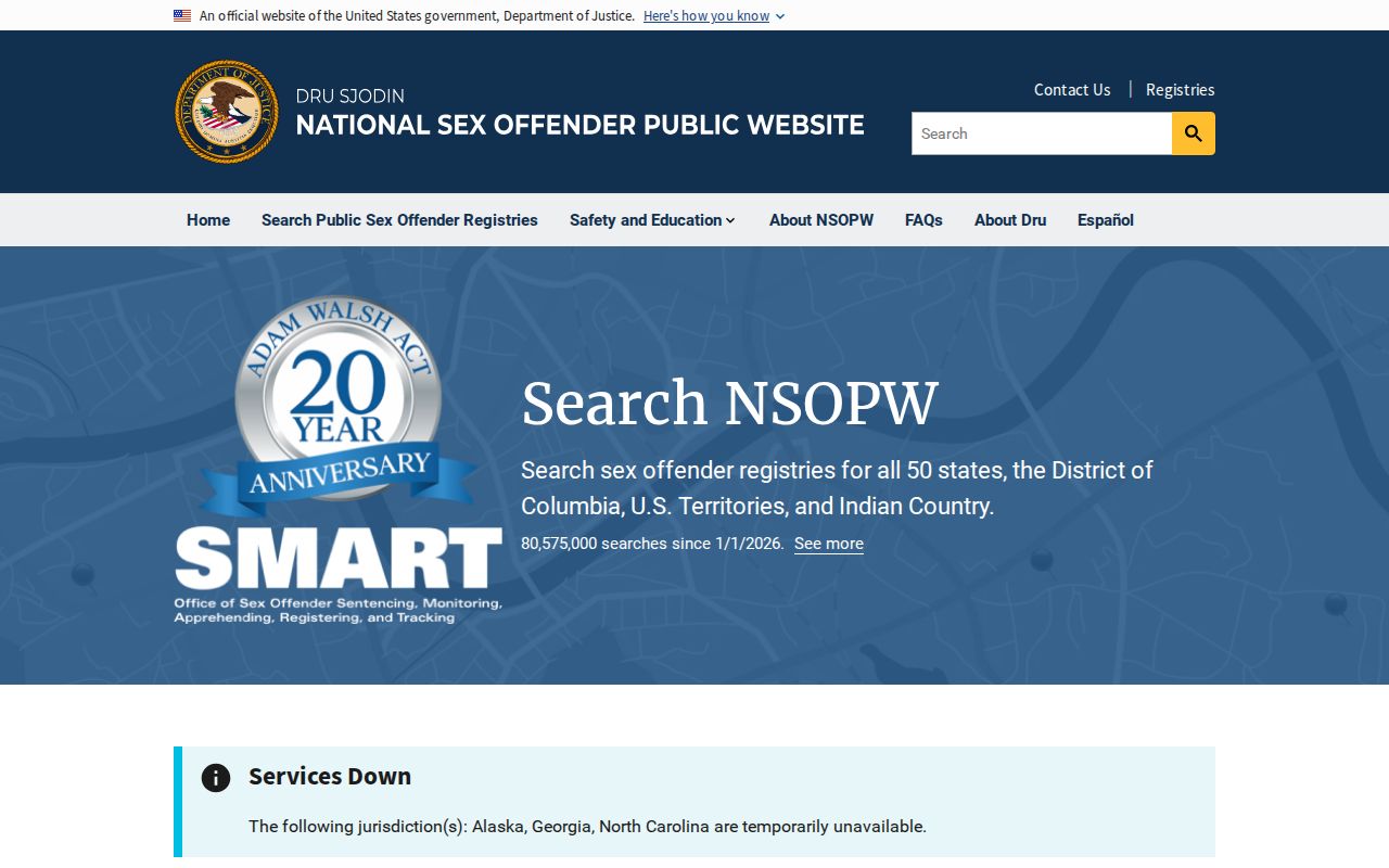National registry search used with a Citrus County sex offender check