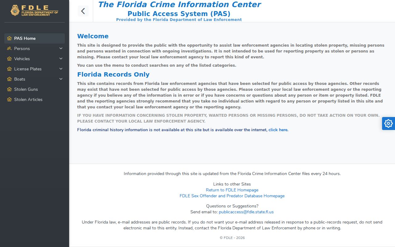 FDLE wanted persons search for Citrus County warrants